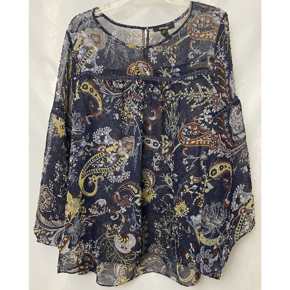 Style &Co Top Women’s Size 2X Boohoo Floral Paisley Boydell High-low Hem Blouse - Picture 1 of 11